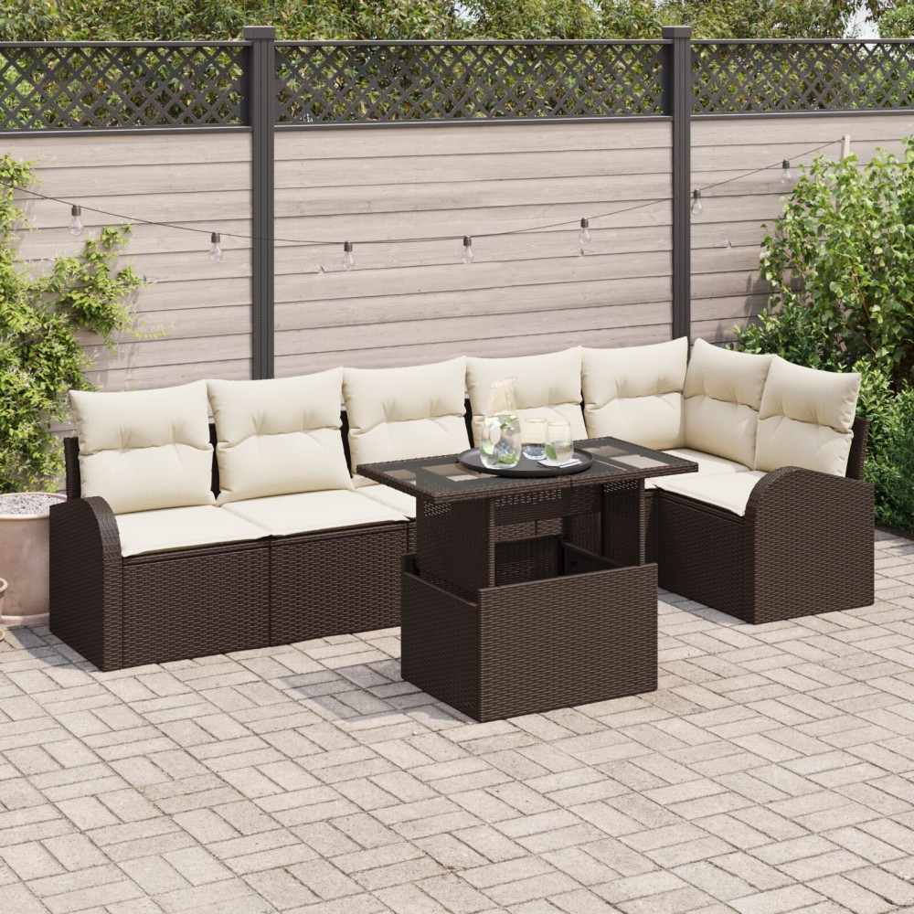 vidaXL Set de canapele pentru grădină 7 pcs Maro 100 x 55 x 73 cm