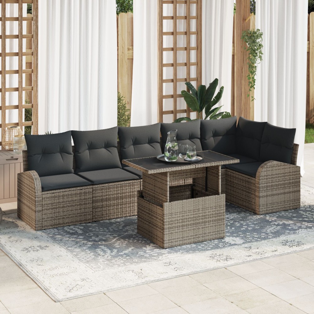 vidaXL Set de canapele pentru grădină 7 pcs Gri 100 x 55 x 73 cm