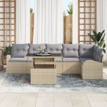 vidaXL Set de canapele pentru grădină 7 pcs Bej 100 x 55 x 73 cm