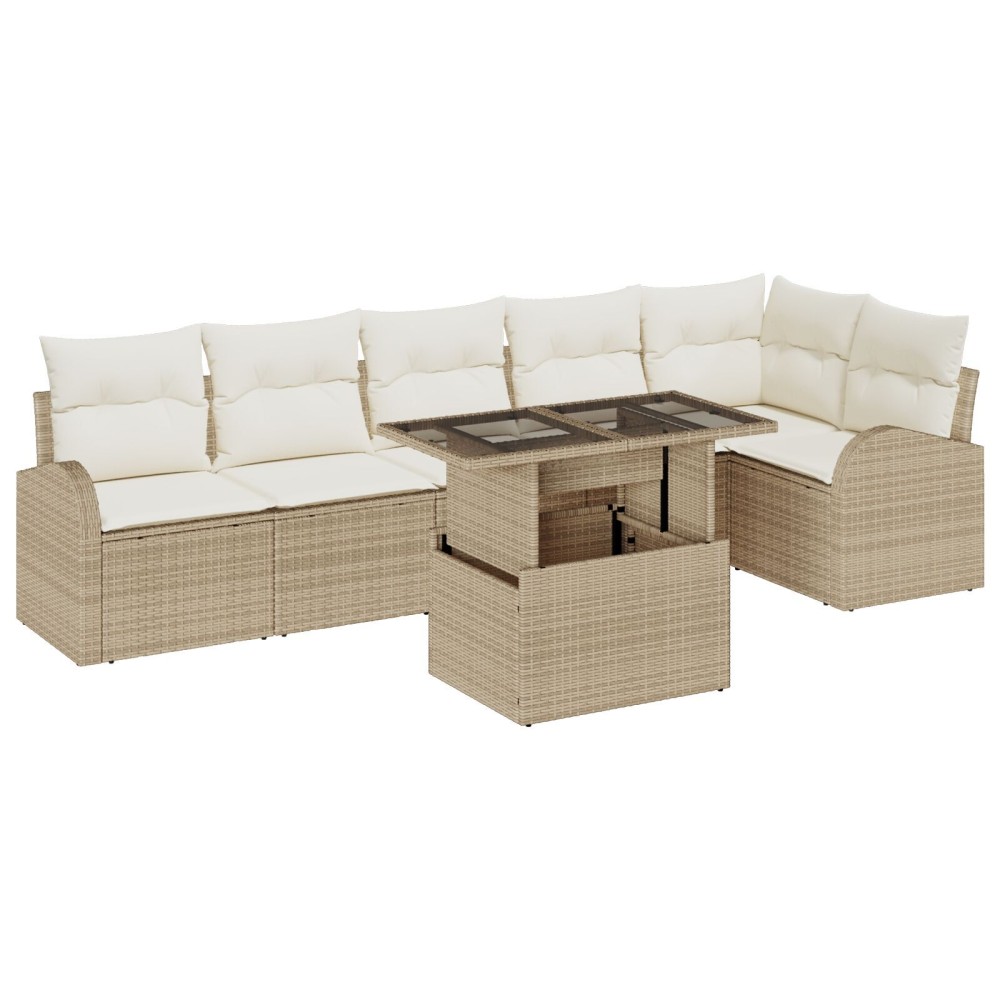 vidaXL Set de canapele pentru grădină 7 pcs Bej 100 x 55 x 73 cm