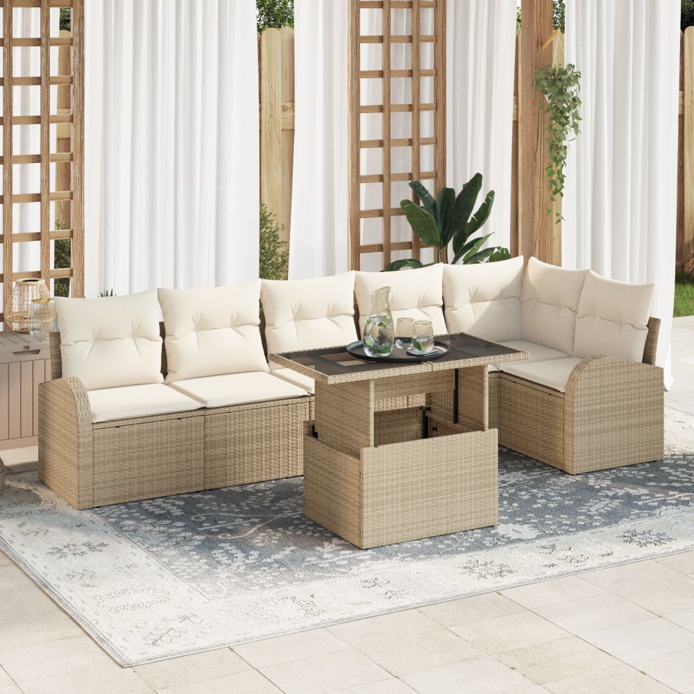 vidaXL Set de canapele pentru grădină 7 pcs Bej 100 x 55 x 73 cm
