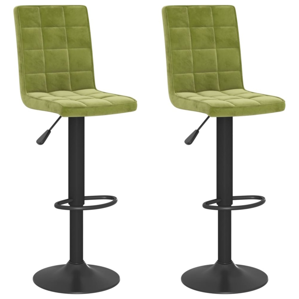 vidaXL Scaune de bar, 2 buc., verde deschis, catifea