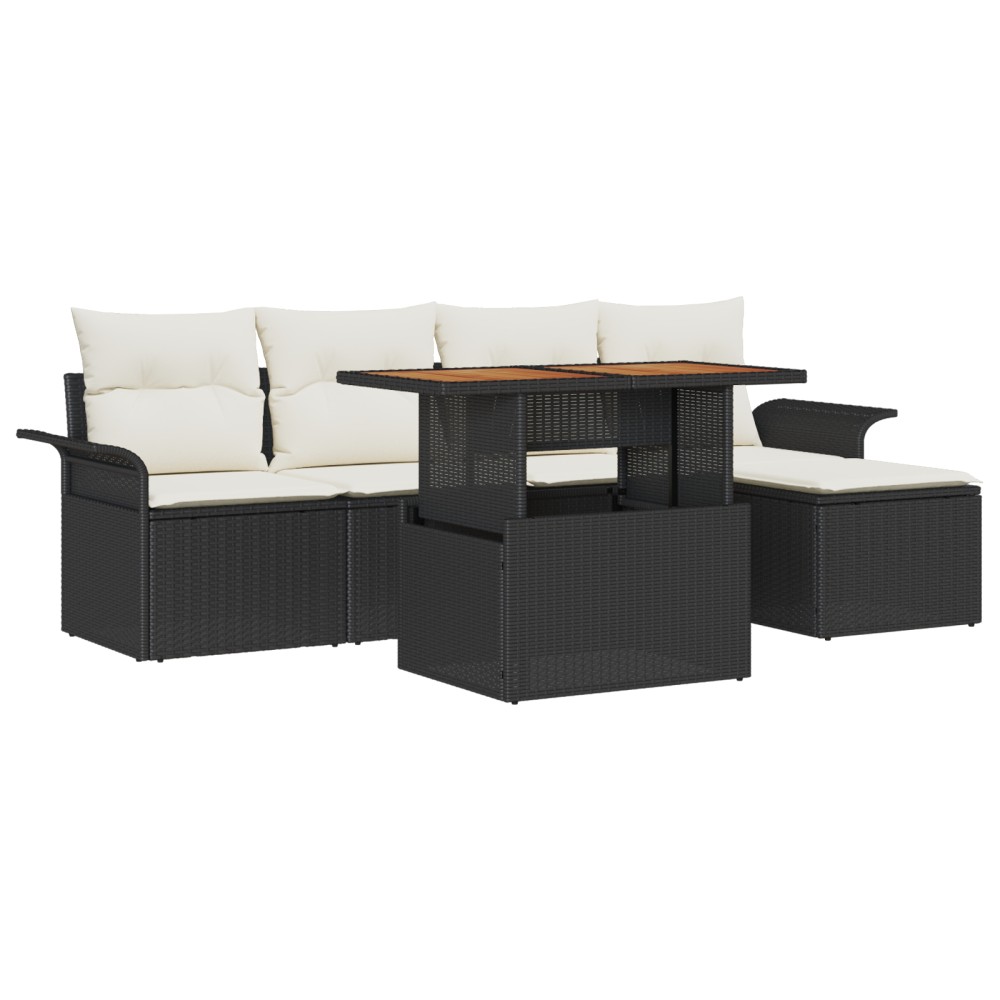 vidaXL Set de canapele pentru grădină 6 pcs Negru Rattan poli