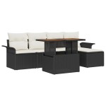 vidaXL Set de canapele pentru grădină 6 pcs Negru Rattan poli