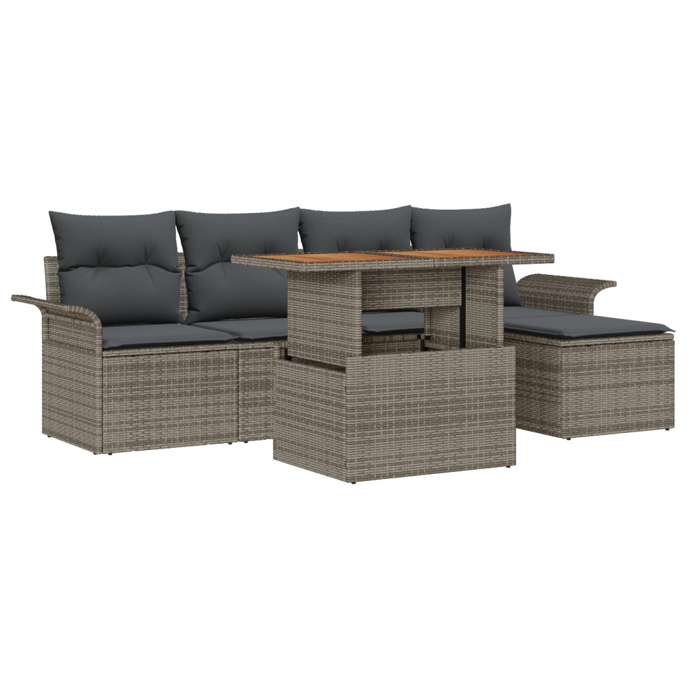 vidaXL Set de canapele pentru grădină 6 pcs Gri Rattan poli