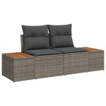 Set 9 Piese Canapea Grădină cu Perne Gri Ratan Poly Set 9 Piese Canapea Grădină cu Perne Gri Ratan Poly