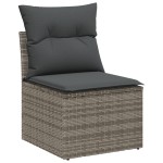 Set 9 Piese Canapea Grădină cu Perne Gri Ratan Poly Set 9 Piese Canapea Grădină cu Perne Gri Ratan Poly