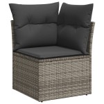 Set 9 Piese Canapea Grădină cu Perne Gri Ratan Poly Set 9 Piese Canapea Grădină cu Perne Gri Ratan Poly