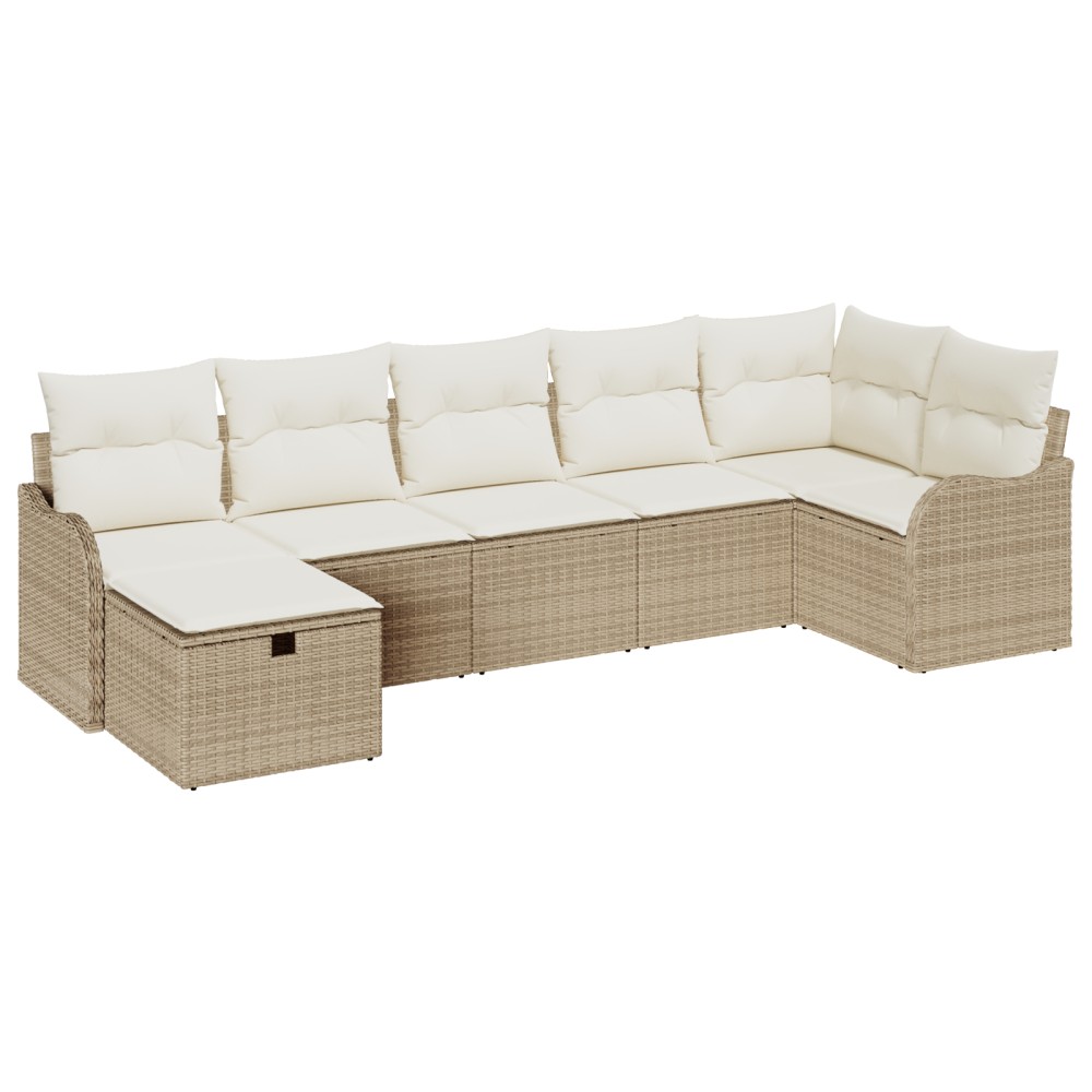 vidaXL Set de canapele pentru grădină cu pernă 7 pcs bej și crem