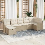 vidaXL Set de canapele pentru grădină cu pernă 7 pcs bej și crem vidaXL Set de canapele pentru grădină cu pernă 7 pcs bej și crem