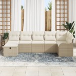 vidaXL Set de canapele pentru grădină cu pernă 7 pcs bej și crem vidaXL Set de canapele pentru grădină cu pernă 7 pcs bej și crem