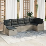 vidaXL Set de canapele pentru grădină cu pernă 7 pcs Gri deschis