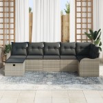 vidaXL Set de canapele pentru grădină cu pernă 7 pcs Gri deschis