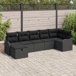 Set canapea de grădină vidaXL 7 piese cu perne Negru Ratan Poli Set canapea de grădină vidaXL 7 piese cu perne Negru Ratan Poli