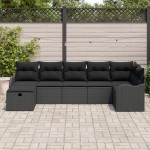 Set canapea de grădină vidaXL 7 piese cu perne Negru Ratan Poli Set canapea de grădină vidaXL 7 piese cu perne Negru Ratan Poli