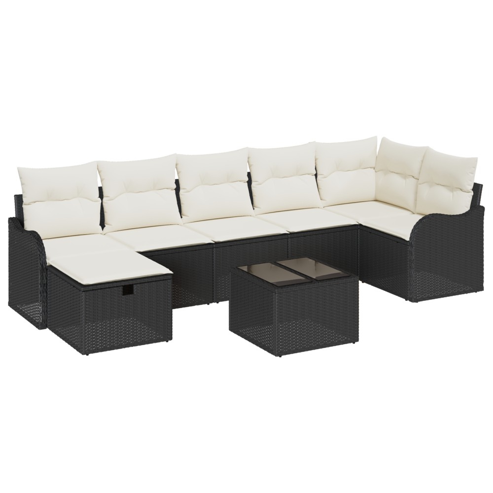 vidaXL Set de canapele pentru grădină cu pernă 8 pcs negru și crem