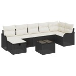 vidaXL Set de canapele pentru grădină cu pernă 8 pcs negru și crem