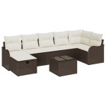 Set canapea de grădină vidaXL 8 piese cu perne maro din ratan poli