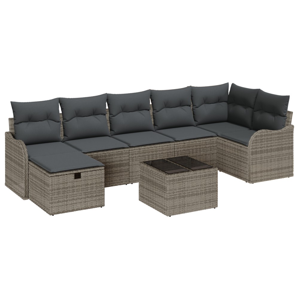 vidaXL Set de canapele pentru grădină 8 pcs Gri 287.5 x 122.5 x 85 cm