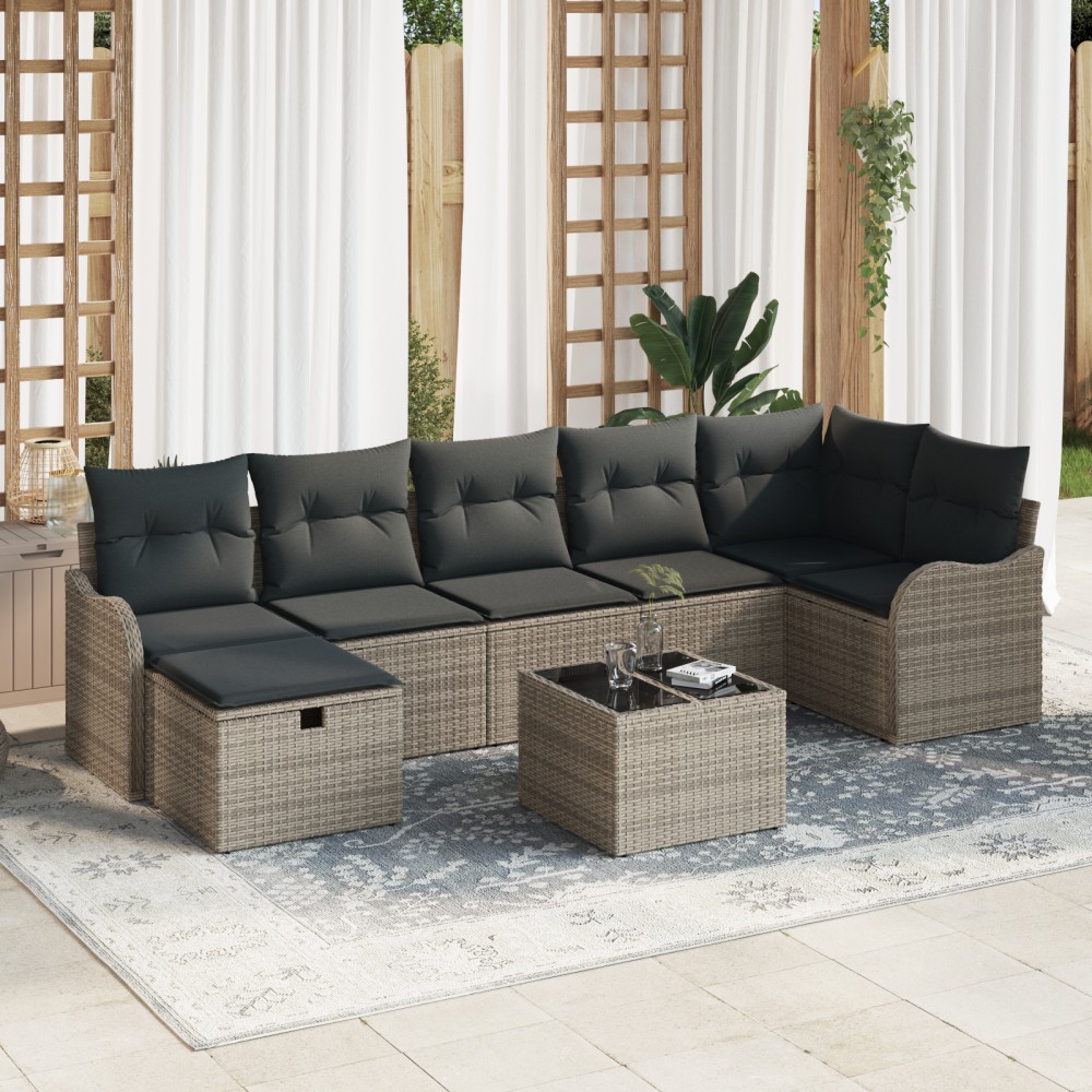 vidaXL Set de canapele pentru grădină 8 pcs Gri 287.5 x 122.5 x 85 cm