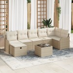 vidaXL Set de canapele pentru grădină cu pernă 8 pcs bej și crem