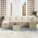 vidaXL Set de canapele pentru grădină cu pernă 8 pcs bej și crem