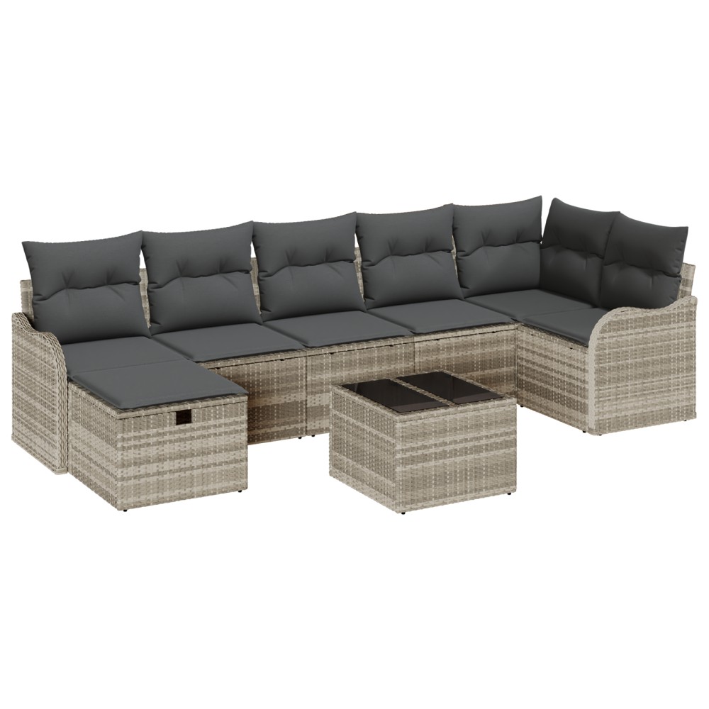 vidaXL Set de canapele pentru grădină cu pernă 8 pcs Gri deschis