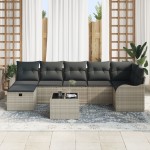 vidaXL Set de canapele pentru grădină cu pernă 8 pcs Gri deschis