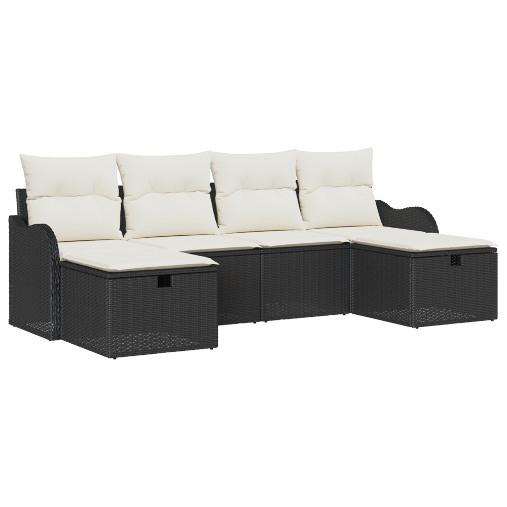 vidaXL Set de canapele pentru grădină cu pernă 6 pcs negru și crem