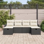 vidaXL Set de canapele pentru grădină cu pernă 6 pcs negru și crem vidaXL Set de canapele pentru grădină cu pernă 6 pcs negru și crem
