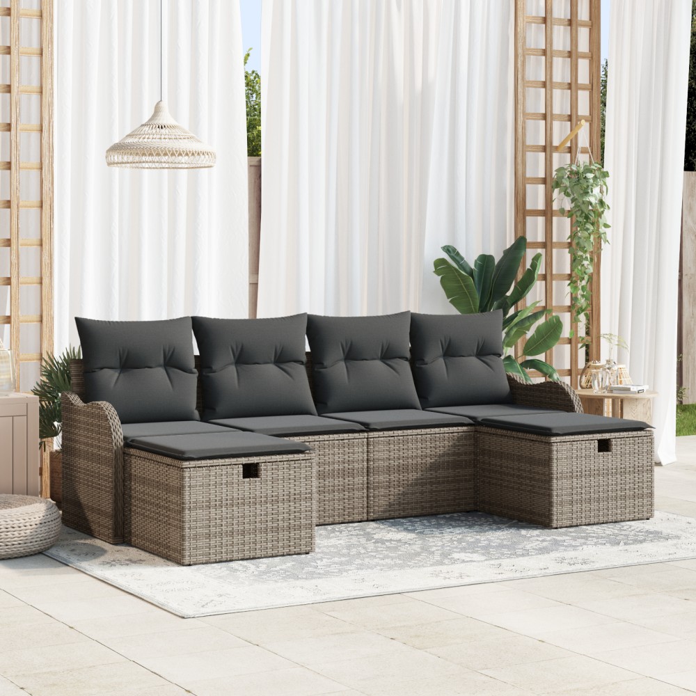 vidaXL Set de canapele pentru grădină 6 pcs Gri 231 x 117 x 85 cm