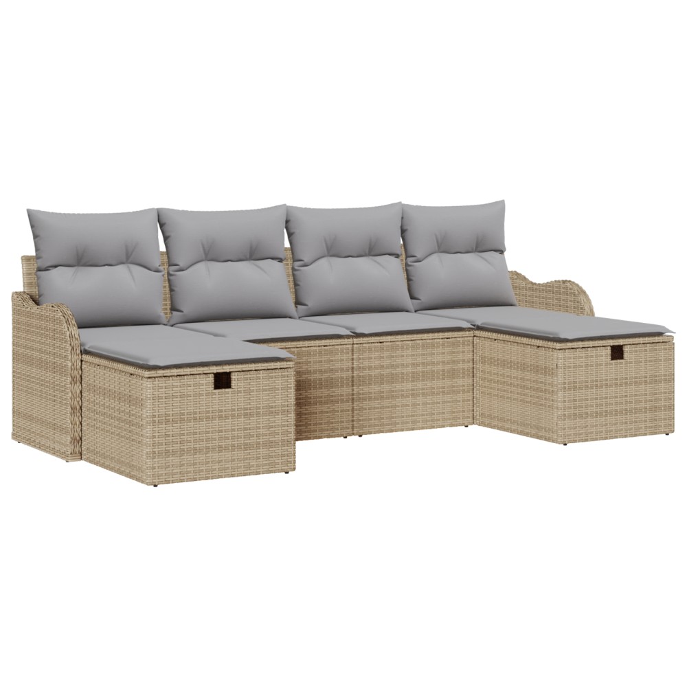vidaXL Set de canapele pentru grădină 6 pcs bej și gri deschis