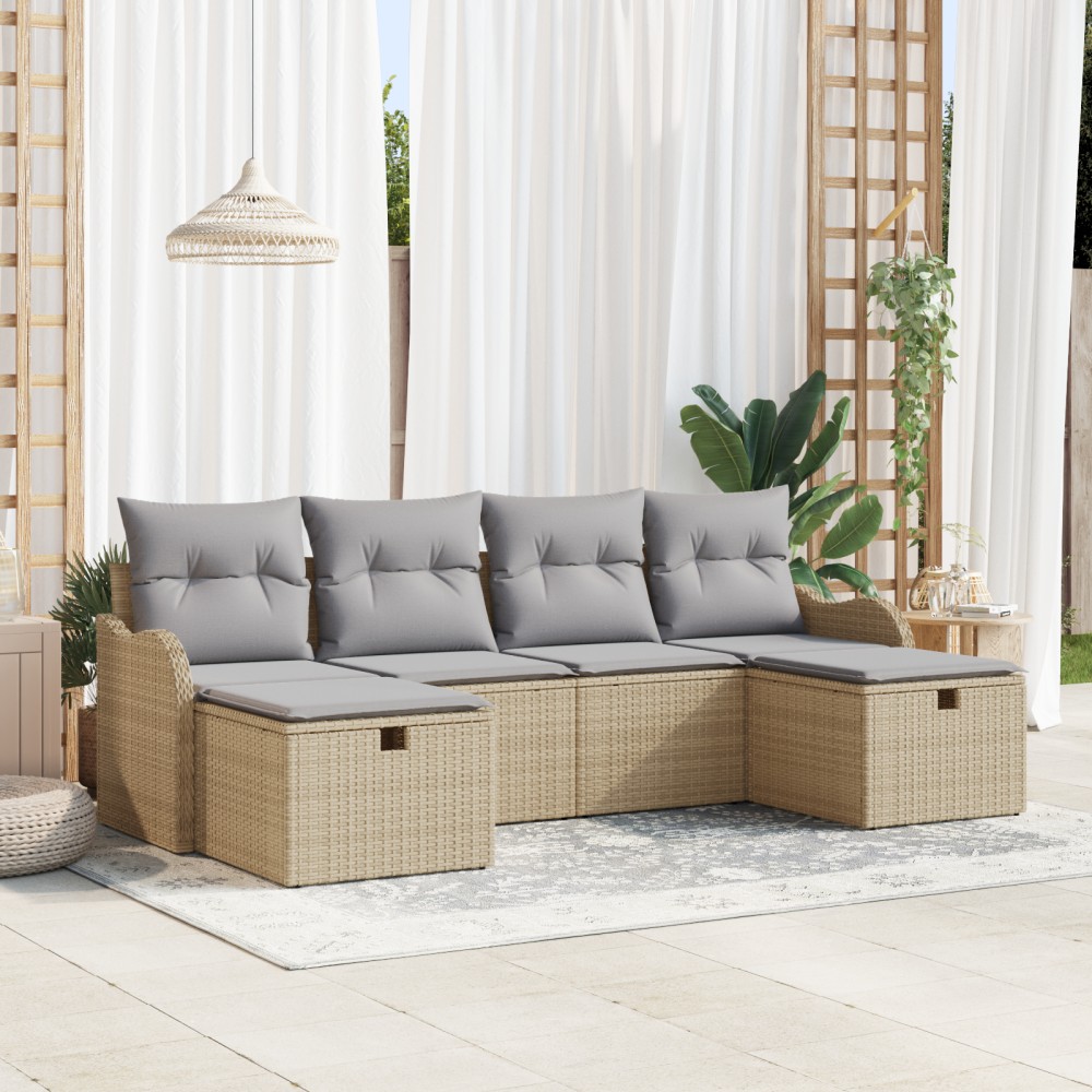 vidaXL Set de canapele pentru grădină 6 pcs bej și gri deschis