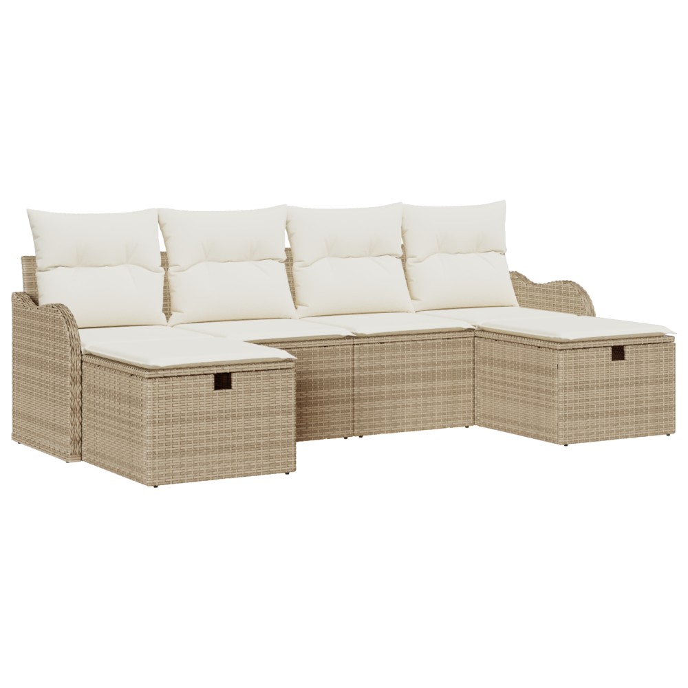 vidaXL Set de canapele pentru grădină cu pernă 6 pcs bej și crem