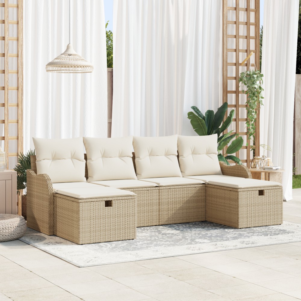 vidaXL Set de canapele pentru grădină cu pernă 6 pcs bej și crem