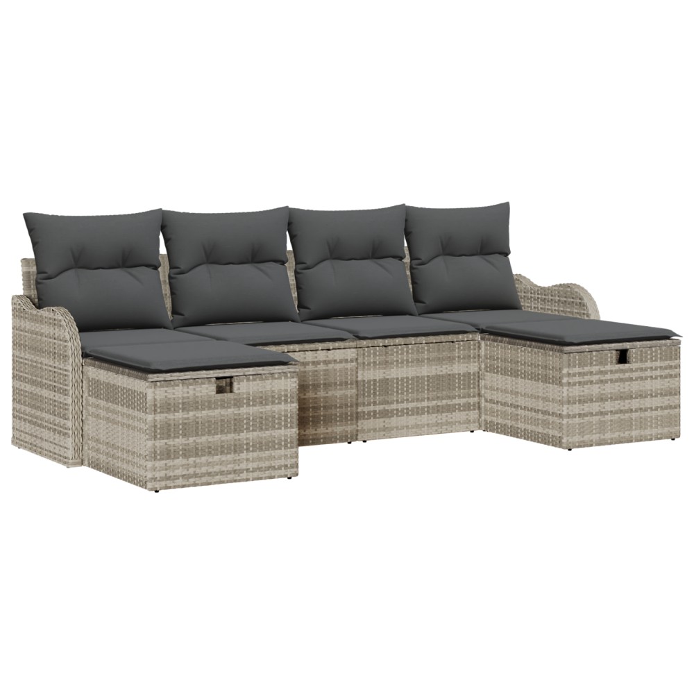 vidaXL Set de canapele pentru grădină cu pernă 6 pcs Gri deschis