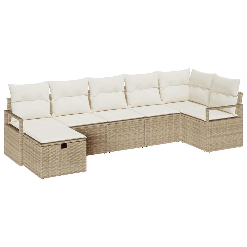 vidaXL Set de canapele pentru grădină cu pernă 7 pcs bej și crem