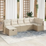 vidaXL Set de canapele pentru grădină cu pernă 7 pcs bej și crem vidaXL Set de canapele pentru grădină cu pernă 7 pcs bej și crem