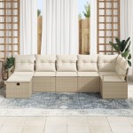 vidaXL Set de canapele pentru grădină cu pernă 7 pcs bej și crem vidaXL Set de canapele pentru grădină cu pernă 7 pcs bej și crem