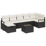 vidaXL Set de canapele pentru grădină cu pernă 8 pcs negru și crem
