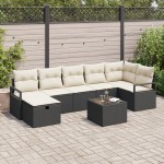 vidaXL Set de canapele pentru grădină cu pernă 8 pcs negru și crem