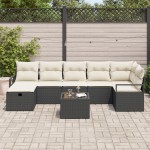 vidaXL Set de canapele pentru grădină cu pernă 8 pcs negru și crem