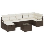vidaXL Set de canapele pentru grădină cu pernă 8 pcs maro și crem