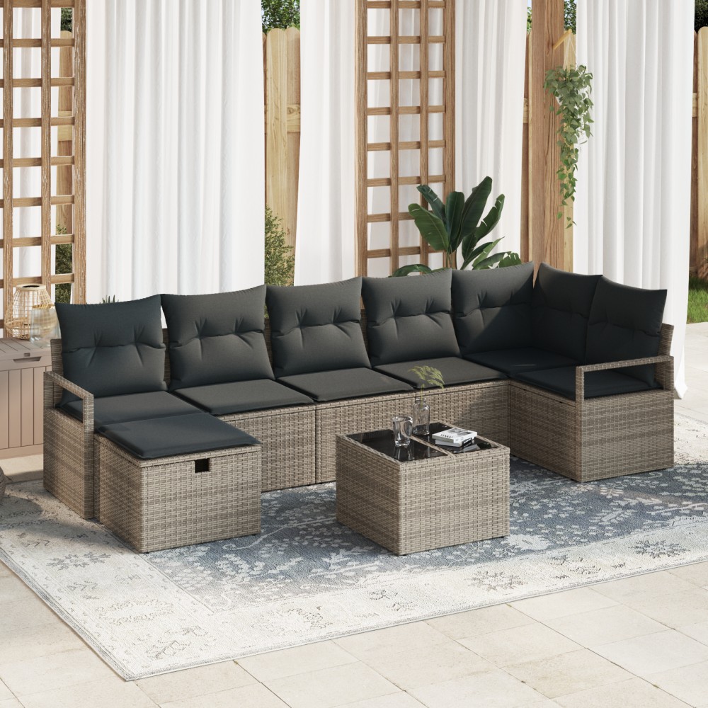vidaXL Set de canapele pentru grădină 8 pcs Gri 287 x 122 x 85 cm