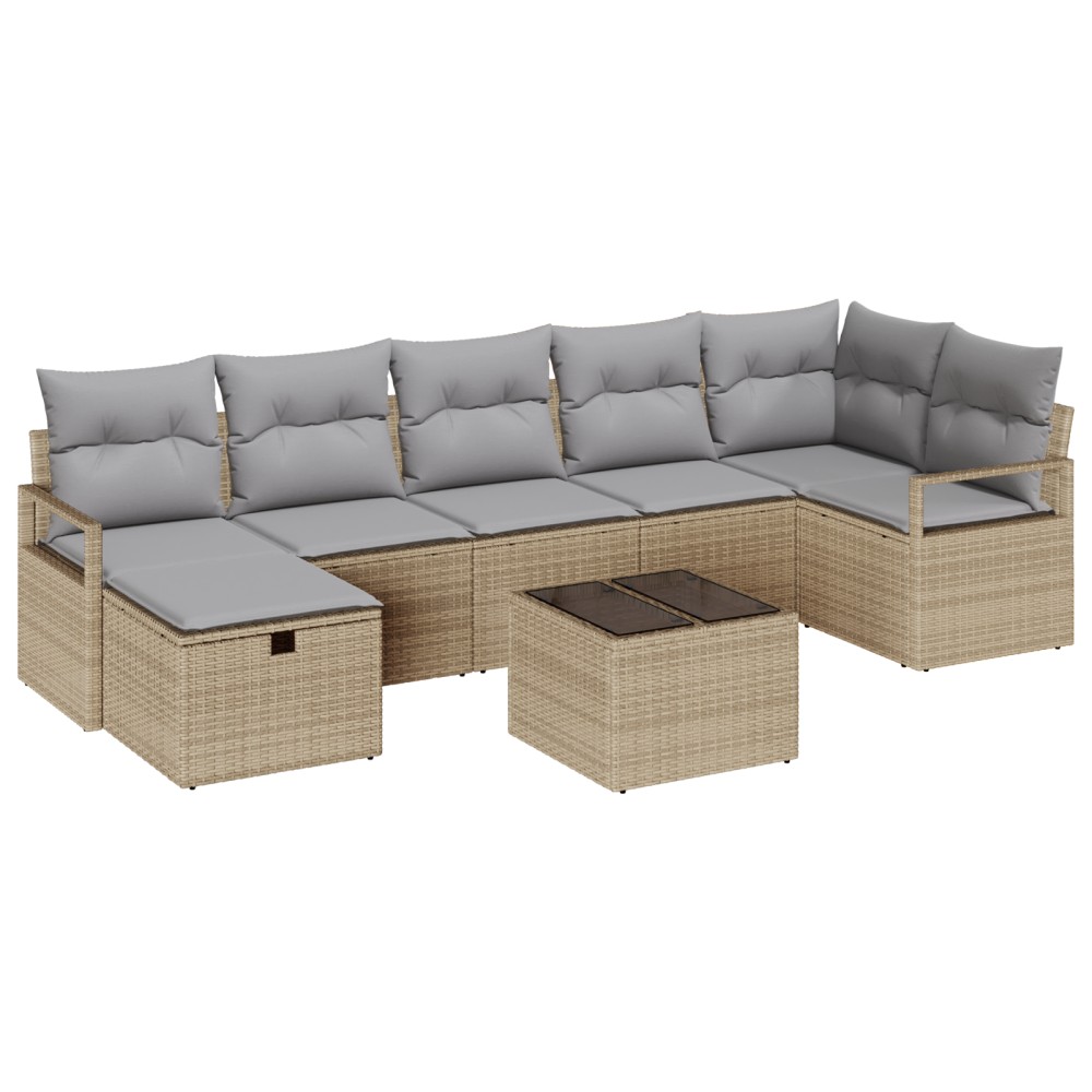 vidaXL Set de canapele pentru grădină 8 pcs bej și gri deschis