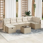 vidaXL Set de canapele pentru grădină cu pernă 8 pcs bej și crem