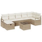 vidaXL Set de canapele pentru grădină cu pernă 8 pcs bej și crem