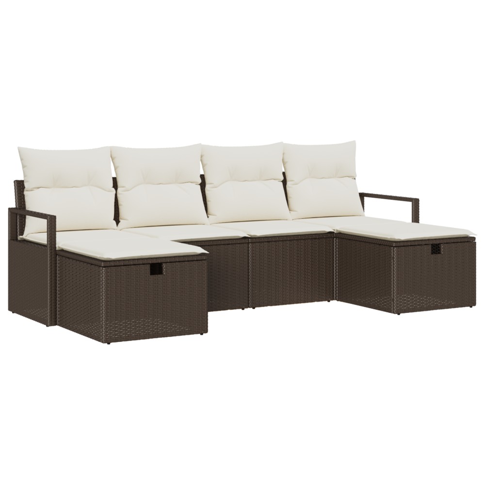 vidaXL Set de canapele pentru grădină cu pernă 6 pcs maro și crem