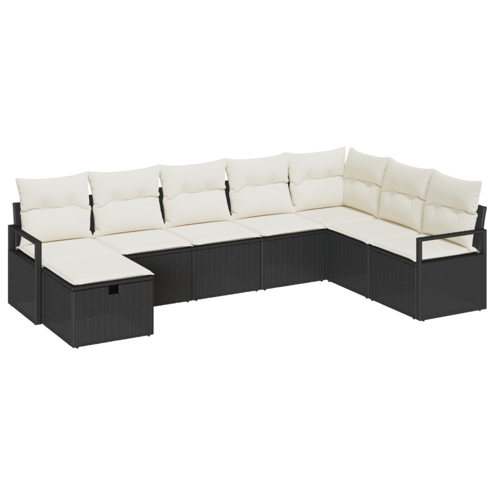 vidaXL Set de canapele pentru grădină cu pernă 8 pcs negru și crem