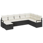 vidaXL Set de canapele pentru grădină cu pernă 8 pcs negru și crem